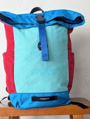 Timbuk2 Tuck Pack Roll Top Backpack - Blue Teal Red Colorblock - Fits 15" Laptop